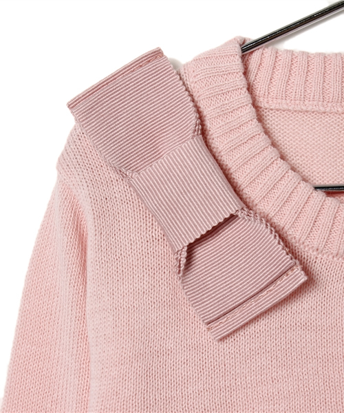 green label relaxing（グリーンレーベルリラクシング）の「○△ダブルリボン カーディガン◆（カーディガン/ボレロ・キッズ・ピンク/ネイビー・105/115/125）」の5枚目の写真