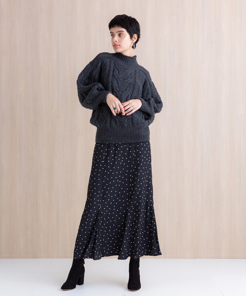 PUBLIC TOKYO（パブリックトウキョウ）の「ドットロングフレアスカート（スカート・レディース・ブラック/ネイビー・1/2）」の4枚目の写真