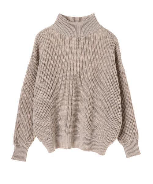 AMERICAN HOLIC(アメリカンホリック)の「・ハイネックローゲージニットプルオーバー(ニット/セーター・レディース・ベージュ/キャメル/ブルーグリーン・FREE)」の4枚目の写真