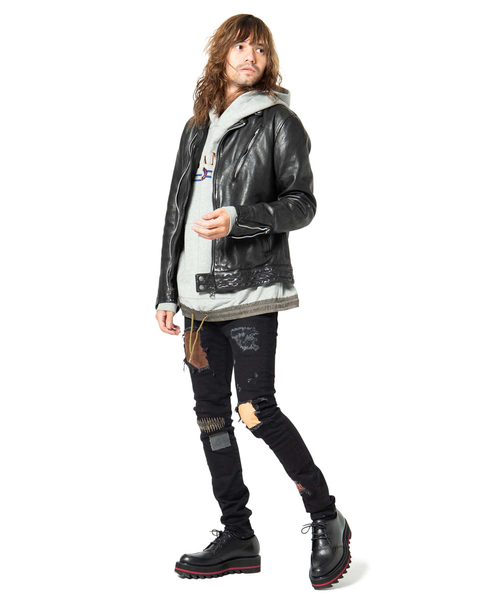 glamb Cain riders ケインライダース　ネイビー　美品 glamb 革ジャン ライダース STUNN Riders Jacket / スタン
