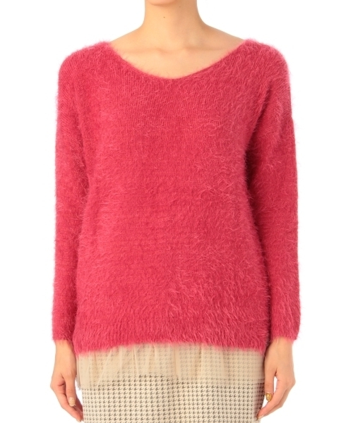 grove(グローブ)の「◆フェザーヤーン×チュールニット(ニット/セーター・レディース・ピンク/ブルー/ブラック/ベージュ・01/02/03)」の4枚目の写真