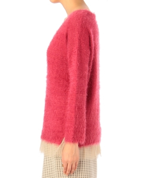 grove(グローブ)の「◆フェザーヤーン×チュールニット(ニット/セーター・レディース・ピンク/ブルー/ブラック/ベージュ・01/02/03)」の5枚目の写真