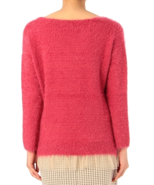 grove(グローブ)の「◆フェザーヤーン×チュールニット(ニット/セーター・レディース・ピンク/ブルー/ブラック/ベージュ・01/02/03)」の6枚目の写真