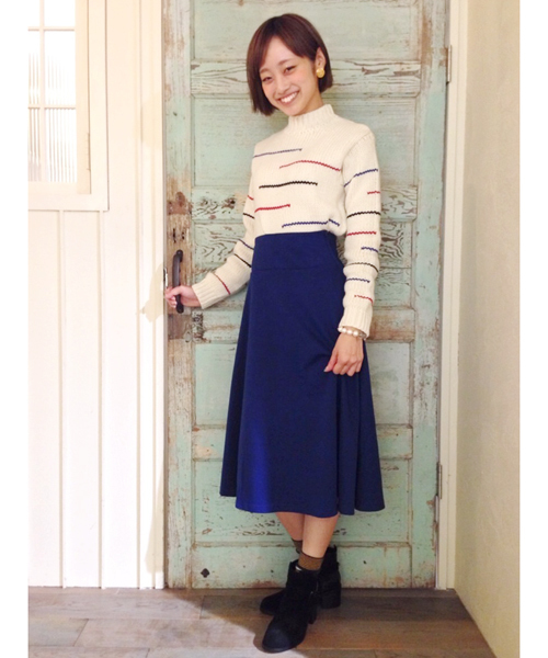 Kastane（カスタネ）の「チドリサーキュラーロングSK（スカート・レディース・チャコールグレー/ブルー・FREE）」の2枚目の写真