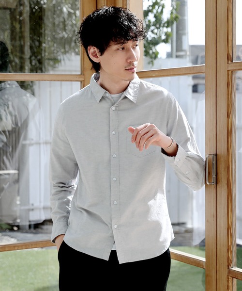 LIL VENDARS（リルヴェンダース）の「先染め綿麻ストレッチレギュラーカラー長袖シャツ（シャツ/ブラウス・メンズ・ストライプ/ホワイト/ネイビー/サックスブルー/ホワイト系その他/ブルー系その他/ライトピンク/グレー/カーキ/チェック/ミント/ライトイエロー/ラベンダー/その他1/その他2/ホワイト系その他2/ブラック系その他/ベージュ系その他/ベージュ系その他2/スモーキーグリーン系/ブルー系その他2/チャコール/カーキ系/クリアブラウン・XL/L/S/M）」の6枚目の写真