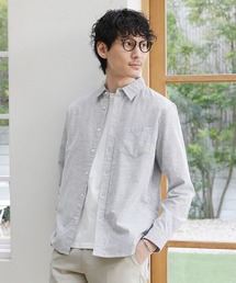 LIL VENDARS（リルヴェンダース）の「先染め綿麻ストレッチレギュラーカラー長袖シャツ（シャツ/ブラウス）」