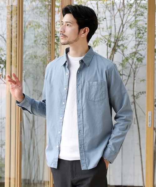 LIL VENDARS（リルヴェンダース）の「先染め綿麻ストレッチレギュラーカラー長袖シャツ（シャツ/ブラウス・メンズ・ストライプ/ホワイト/ネイビー/サックスブルー/ホワイト系その他/ブルー系その他/ライトピンク/グレー/カーキ/チェック/ミント/ライトイエロー/ラベンダー/その他1/その他2/ホワイト系その他2/ブラック系その他/ベージュ系その他/ベージュ系その他2/スモーキーグリーン系/ブルー系その他2/チャコール/カーキ系/クリアブラウン・XL/L/S/M）」の18枚目の写真