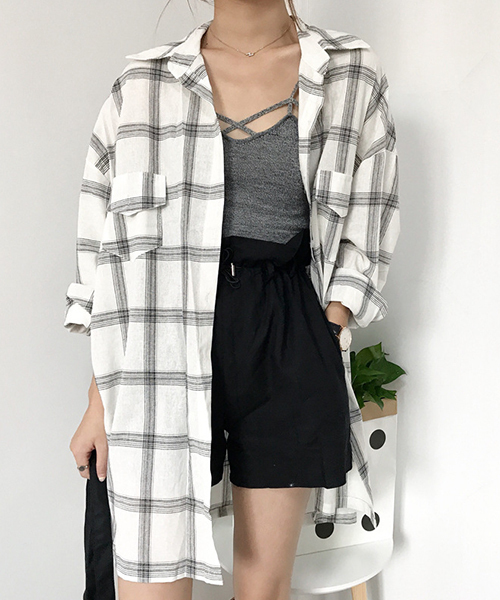 chuclla(チュクラ)の「【chuclla】オーバーサイズチェックシャツ chw713(シャツ/ブラウス・レディース・ブラック/ホワイト・FREE)」の21枚目の写真