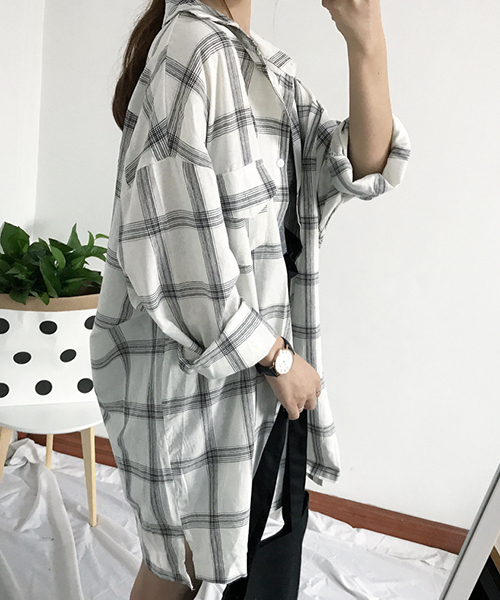 chuclla(チュクラ)の「【chuclla】オーバーサイズチェックシャツ chw713(シャツ/ブラウス・レディース・ブラック/ホワイト・FREE)」の20枚目の写真