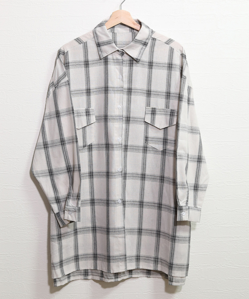 chuclla(チュクラ)の「【chuclla】オーバーサイズチェックシャツ chw713(シャツ/ブラウス・レディース・ブラック/ホワイト・FREE)」の4枚目の写真
