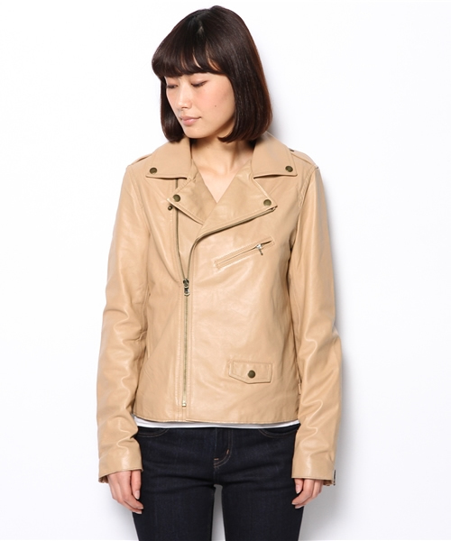 SHIPS for women（シップスフォーウィメン）の「ラムレザー ライダース（ライダースジャケット・レディース・ベージュ系その他/ブラック・38/36）」の6枚目の写真