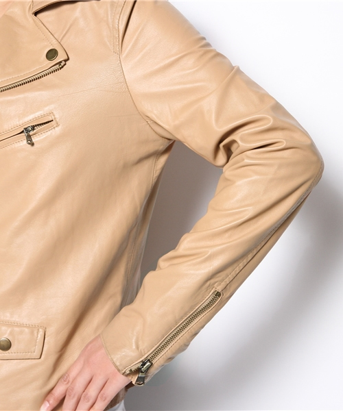 SHIPS for women（シップスフォーウィメン）の「ラムレザー ライダース（ライダースジャケット・レディース・ベージュ系その他/ブラック・38/36）」の15枚目の写真