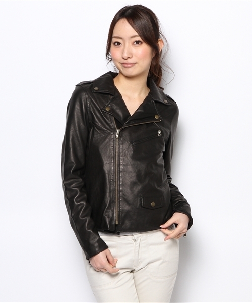 SHIPS for women（シップスフォーウィメン）の「ラムレザー ライダース（ライダースジャケット・レディース・ベージュ系その他/ブラック・38/36）」の3枚目の写真