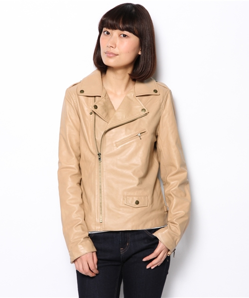 SHIPS for women（シップスフォーウィメン）の「ラムレザー ライダース（ライダースジャケット・レディース・ベージュ系その他/ブラック・38/36）」の4枚目の写真
