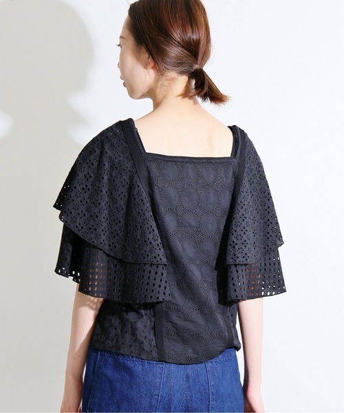 IENA LA BOUCLE リバーレースＶネックブラウス IENA LA BOUCLE リバーレース Vネック ブラウス レディース