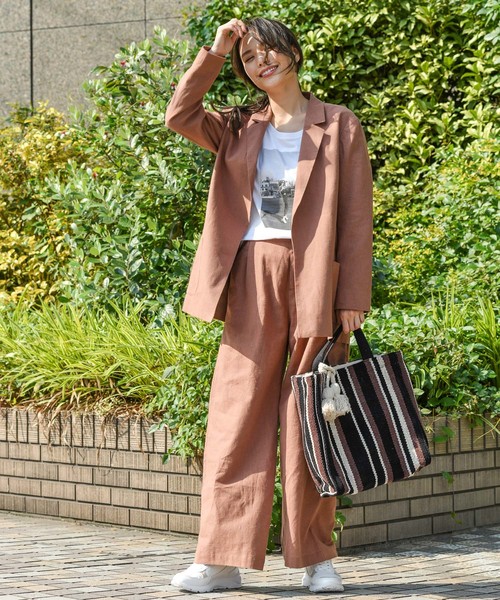 BAYFLOW（ベイフロー）の「セットアップジャケット（テーラードジャケット・レディース・ブラウン/ナチュラル・SMALL/MEDIUM）」の6枚目の写真