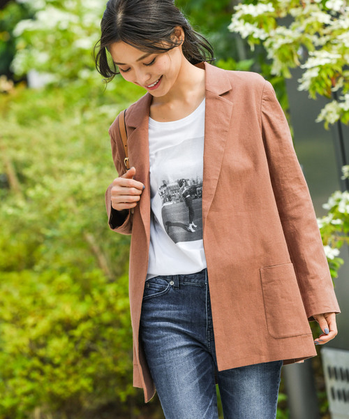 BAYFLOW（ベイフロー）の「セットアップジャケット（テーラードジャケット・レディース・ブラウン/ナチュラル・SMALL/MEDIUM）」の7枚目の写真