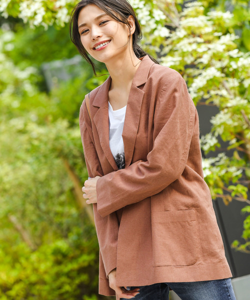 BAYFLOW（ベイフロー）の「セットアップジャケット（テーラードジャケット・レディース・ブラウン/ナチュラル・SMALL/MEDIUM）」の8枚目の写真