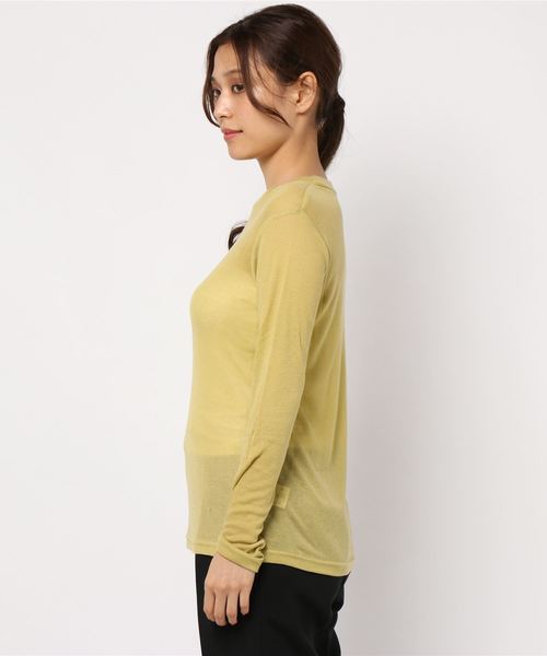 LOWRYS FARM（ローリーズファーム）の「シアークルーＬＳ　852840（Tシャツ/カットソー・レディース・ブラック/オフホワイト/イエロー・FREE）」の4枚目の写真