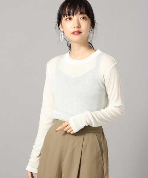 LOWRYS FARM（ローリーズファーム）の「シアークルーＬＳ　852840（Tシャツ/カットソー・レディース・ブラック/オフホワイト/イエロー・FREE）」の2枚目の写真