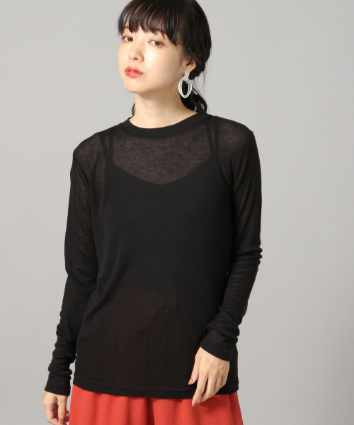 LOWRYS FARM（ローリーズファーム）の「シアークルーＬＳ　852840（Tシャツ/カットソー・レディース・ブラック/オフホワイト/イエロー・FREE）」の3枚目の写真