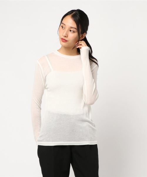 LOWRYS FARM（ローリーズファーム）の「シアークルーＬＳ　852840（Tシャツ/カットソー・レディース・ブラック/オフホワイト/イエロー・FREE）」の11枚目の写真