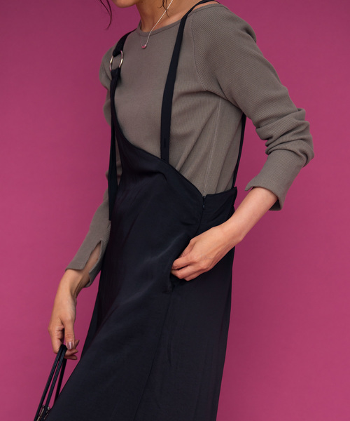 Aunt Marie's（アントマリーズ）の「AUNT MARIE'S サテンワンショルワンピース（ワンピース・レディース・ブラック/ブラウン/ベージュ/グリーン・FREE）」の13枚目の写真