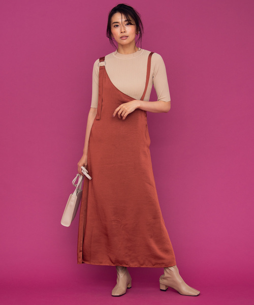 Aunt Marie's（アントマリーズ）の「AUNT MARIE'S サテンワンショルワンピース（ワンピース・レディース・ブラック/ブラウン/ベージュ/グリーン・FREE）」の7枚目の写真