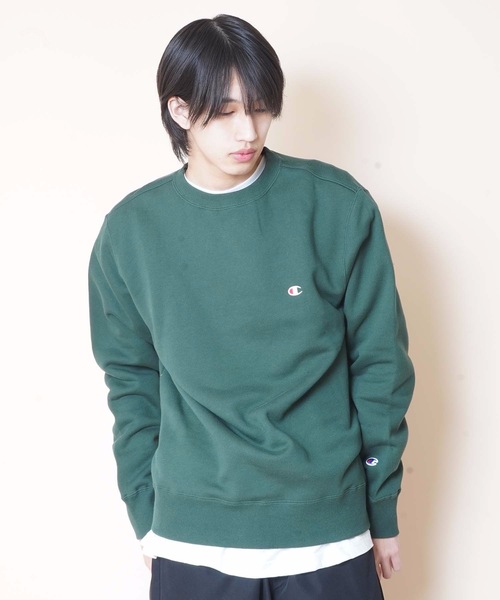 Champion（チャンピオン）の「【CHAMPION/チャンピオン】裏起毛クルースウェット/トレーナー　Ｃ３－Ｑ００６　ワンポイント　刺繍（スウェット・メンズ・杢グレー/ブラック/ダークグリーン/ネイビー/ホワイト/ブラウン・SMALL/MEDIUM/LARGE/X-LARGE/XX-LARGE）」の7枚目の写真