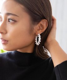 ツイストパールフープピアス