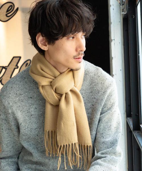 coen（コーエン）の「【女性にもオススメ】ヘリンボーンマフラー（マフラー・メンズ・ベージュ/グレー/オレンジ・FREE）」の7枚目の写真