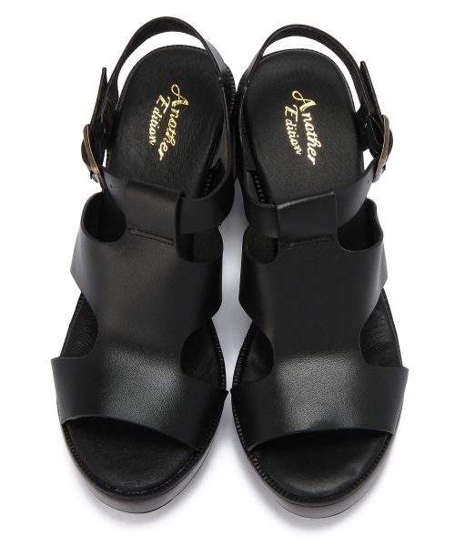 Another Edition（アナザーエディション）の「AE Wood SNDL80 ◆（サンダル・レディース・ブラック/オフホワイト・SMALL/LARGE/MEDIUM）」の4枚目の写真