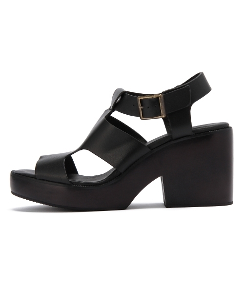 Another Edition（アナザーエディション）の「AE Wood SNDL80 ◆（サンダル・レディース・ブラック/オフホワイト・SMALL/LARGE/MEDIUM）」の3枚目の写真