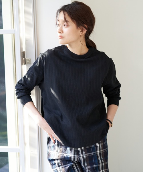 AMERICAN HOLIC(アメリカンホリック)の「針抜きジャガードカットプルオーバー *(Tシャツ/カットソー・レディース・ブラック/オフホワイト/杢グレー・MEDIUM/LARGE)」の2枚目の写真