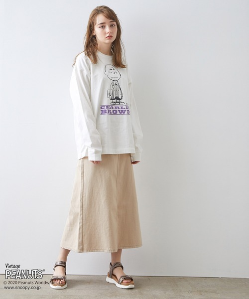 JUNRED（ジュンレッド）の「PEANUTSチャーリー・ブラウン別注ロンT（Tシャツ/カットソー・メンズ・ホワイト/ブラック/ベージュ・M/L）」の8枚目の写真