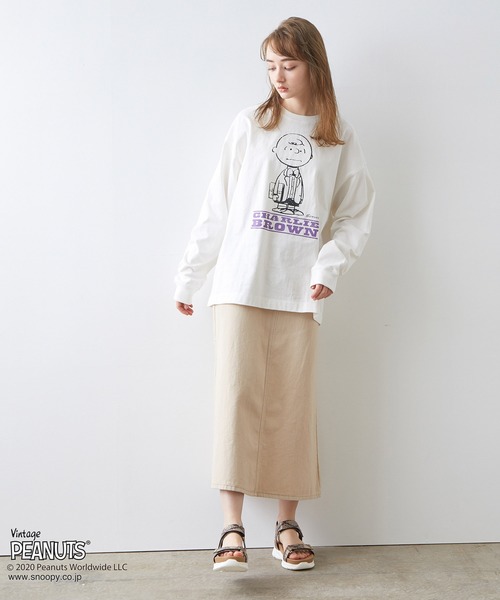 JUNRED（ジュンレッド）の「PEANUTSチャーリー・ブラウン別注ロンT（Tシャツ/カットソー・メンズ・ホワイト/ブラック/ベージュ・M/L）」の7枚目の写真