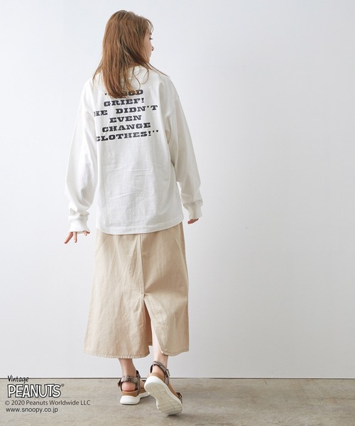 JUNRED（ジュンレッド）の「PEANUTSチャーリー・ブラウン別注ロンT（Tシャツ/カットソー・メンズ・ホワイト/ブラック/ベージュ・M/L）」の10枚目の写真