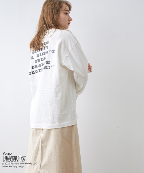 JUNRED（ジュンレッド）の「PEANUTSチャーリー・ブラウン別注ロンT（Tシャツ/カットソー・メンズ・ホワイト/ブラック/ベージュ・M/L）」の11枚目の写真