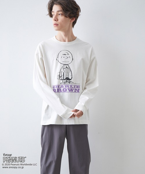JUNRED（ジュンレッド）の「PEANUTSチャーリー・ブラウン別注ロンT（Tシャツ/カットソー・メンズ・ホワイト/ブラック/ベージュ・M/L）」の17枚目の写真