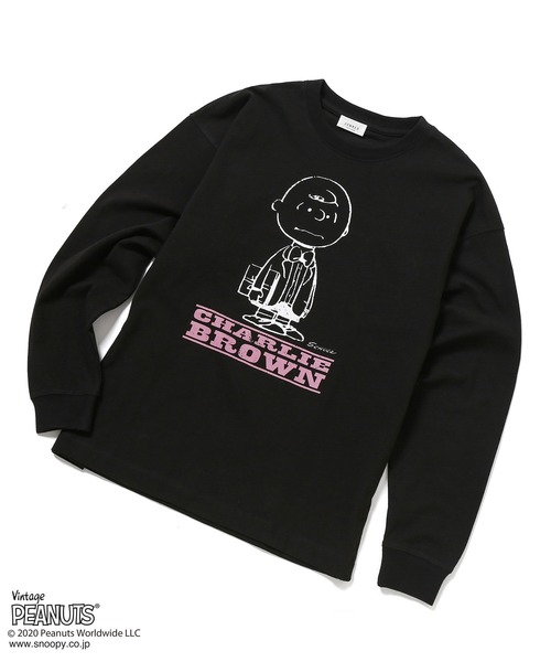JUNRED（ジュンレッド）の「PEANUTSチャーリー・ブラウン別注ロンT（Tシャツ/カットソー・メンズ・ホワイト/ブラック/ベージュ・M/L）」の6枚目の写真