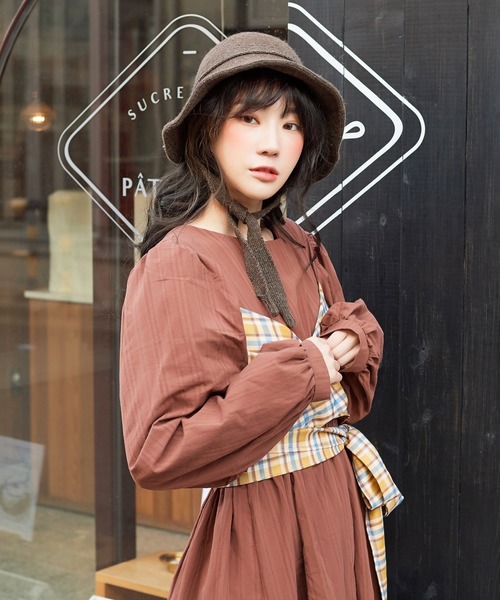 Heather(ヘザー)の「【HOLiC】デザインチェックワンピース 880276(ワンピース・レディース・ベージュ/ブラウン・FREE)」の9枚目の写真