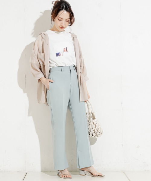 natural couture（ナチュラルクチュール）の「フード付きシアーシャツ（シャツ/ブラウス・レディース・ベージュ/オフホワイト/カーキ・FREE）」の7枚目の写真