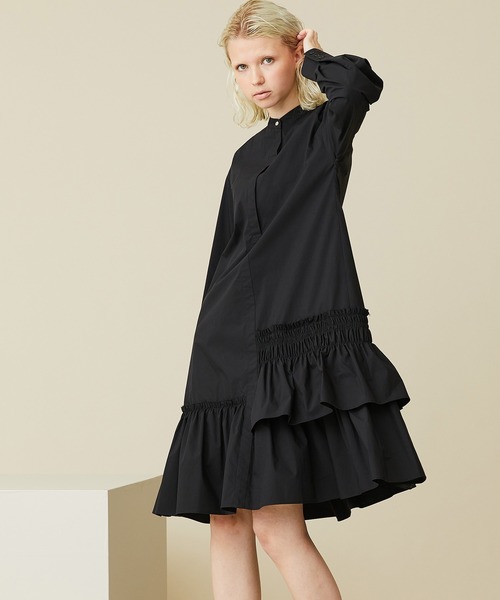 INella（イネラ）の「【INella(イネラ)】アシンメトリーギャザーシャツワンピース（ワンピース・レディース・ブラック/ホワイト/ブルー・FREE）」の11枚目の写真