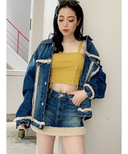 GYDA（ジェイダ）の「boa material switchingデニムGジャン（デニムジャケット・レディース・ブラック/ブルー・FREE）」の7枚目の写真