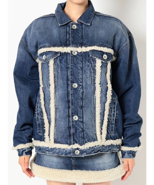 GYDA（ジェイダ）の「boa material switchingデニムGジャン（デニムジャケット・レディース・ブラック/ブルー・FREE）」の11枚目の写真