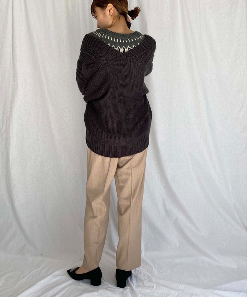 PICCIN（ピッチン）の「ケーブル編みオーバーサイズカーディガン（カーディガン/ボレロ・レディース・チャコールグレー/オフホワイト/グレイッシュベージュ・M）」の22枚目の写真