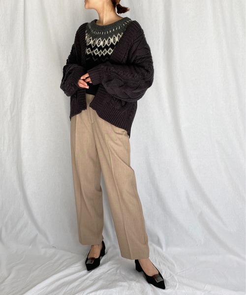 PICCIN（ピッチン）の「ケーブル編みオーバーサイズカーディガン（カーディガン/ボレロ・レディース・チャコールグレー/オフホワイト/グレイッシュベージュ・M）」の20枚目の写真