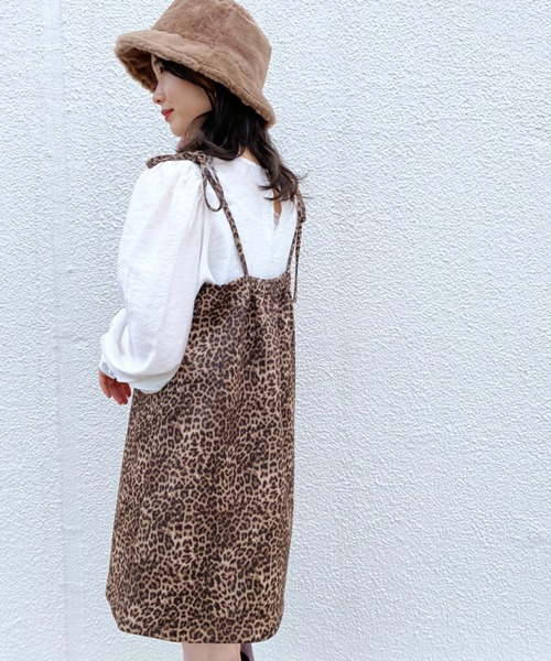 one after another NICE CLAUP（ワンアフターアナザーナイスクラップ）の「ブラウスセットキャミワンピース（ワンピース・レディース・ブラック系その他/レオパード/ブラウン・FREE）」の4枚目の写真