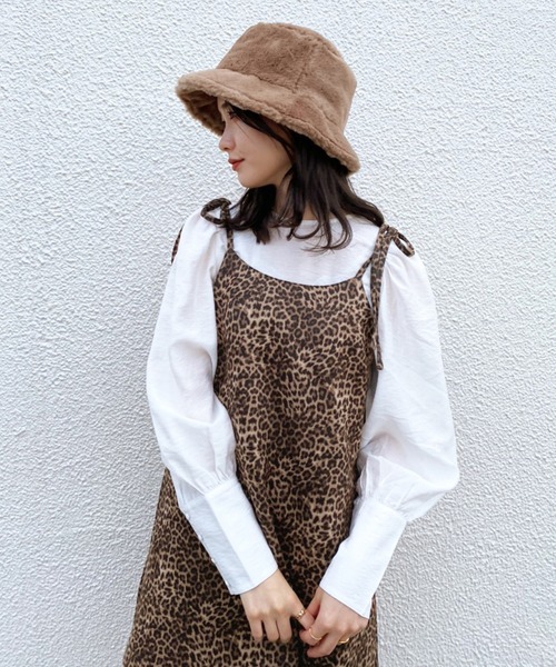 one after another NICE CLAUP（ワンアフターアナザーナイスクラップ）の「ブラウスセットキャミワンピース（ワンピース・レディース・ブラック系その他/レオパード/ブラウン・FREE）」の6枚目の写真