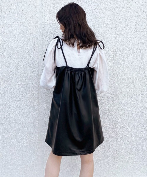 one after another NICE CLAUP（ワンアフターアナザーナイスクラップ）の「ブラウスセットキャミワンピース（ワンピース・レディース・ブラック系その他/レオパード/ブラウン・FREE）」の7枚目の写真